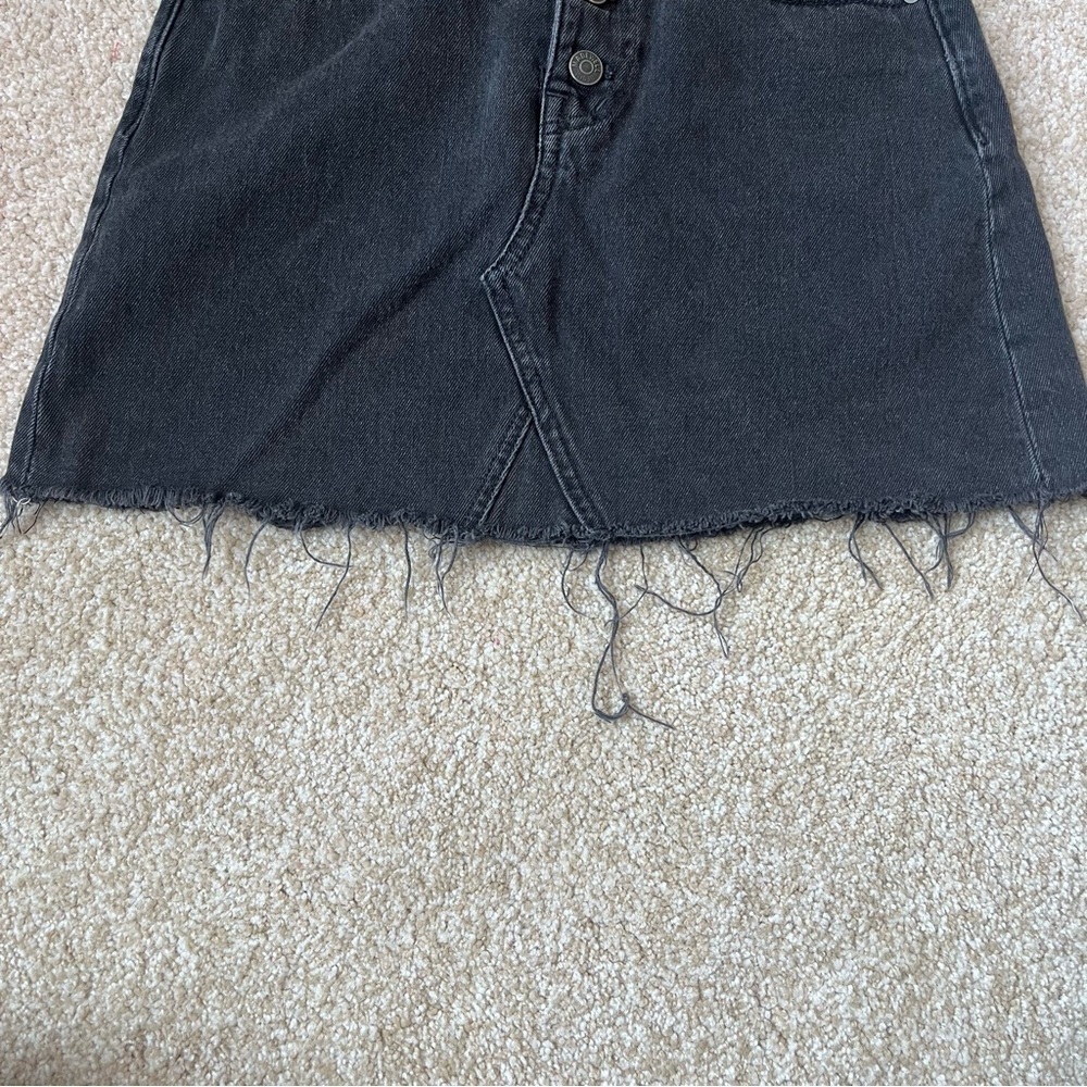 Madewell Black Rigid Denim A-Line Distressed Mini Skirt Size 25 - Picture 8 of 13